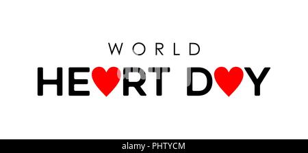 World Heart Day typography sign for prevention and health care. Red heartshape icon with text quote message. EPS10 vector. Stock Vector