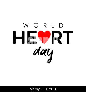 World Heart Day typography sign for prevention and health care. Red heartshape icon with text quote message. EPS10 vector. Stock Vector