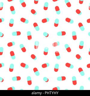 Medicine pill seamless pattern for health or pharmacy concept background. Colorful medical design backdrop. EPS10 vector. Stock Vector