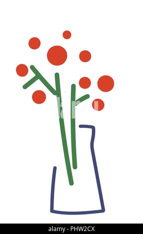 Stylized icon in modern minimalism. Flowers in vase Stock Vector