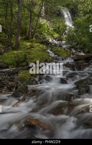 Hidden Waterfall, Duisitzkarsee, Obertal, Schladminger Tauern, Schladming, Styria, Austria Stock Photo