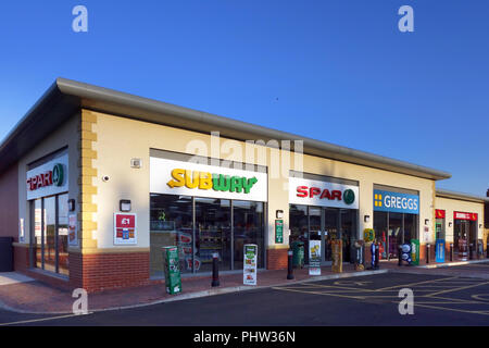 New Subway and spar shop units at Thurcroft Shopping precinct Stock Photo