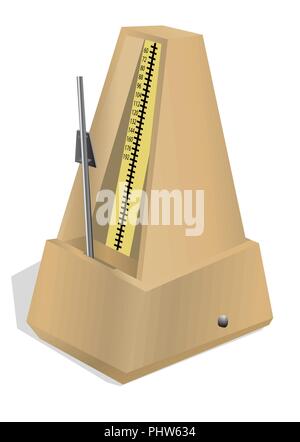 antique metronome isolated on the white background Stock Vector