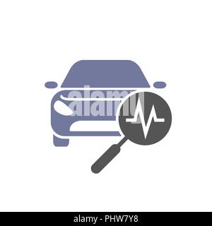 Car diagnostics icon. Car and search simbols. Automotive diagnostic repair icon. Vector illustration. Stock Vector