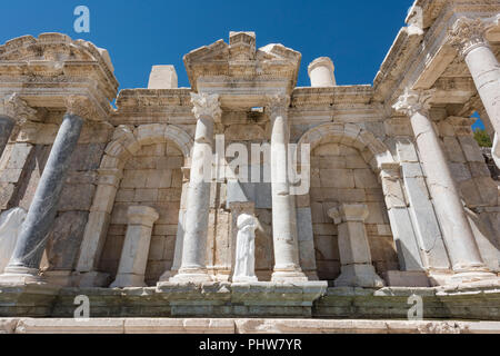 A view of Antonine Nymphaeum in Sagalassos ancient city in Burdur, Turkey. Stock Photo