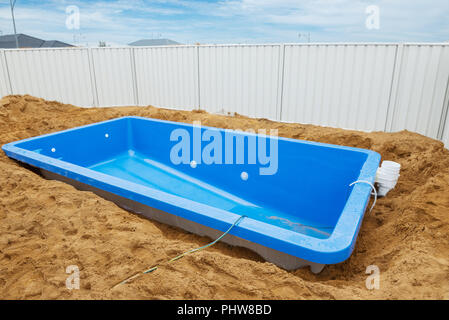 Swimming pool under construction. Stock Photo