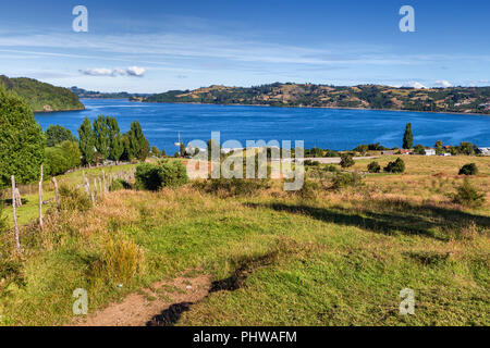 Sea of Chiloe coast, Quinchao, Chiloe island, Los Lagos region, Chile Stock Photo