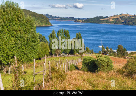 Sea of Chiloe coast, Quinchao, Chiloe island, Los Lagos region, Chile Stock Photo