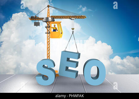 Search engine optimisation concept with crane Stock Photo