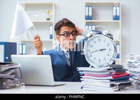 Businessman throwing white flag and giving up Stock Photo