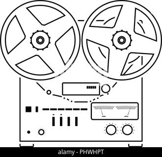 Reel tape recorder icon. Thin line design. Vector illustration. Stock Vector