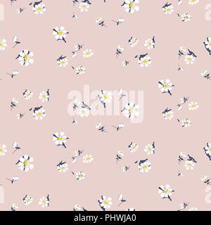 Vintage small simple flowers seamless vector pattern. Stock Vector