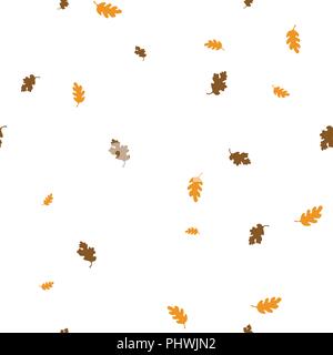 Oak leaves pattern seamless. Vector illustration. Isolated white background. Stock Vector