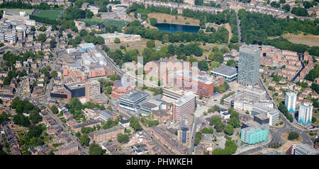 an aerial view of Sheffield University, South Yorkshire, Northern England, UK Stock Photo