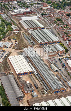 An aerial view of Wolverton Railway works, Milton Keynes, South East England Stock Photo