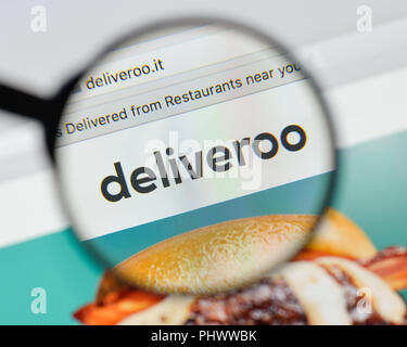 Milan, Italy - August 20, 2018: Deliveroo website homepage. Deliveroo logo visible. Stock Photo