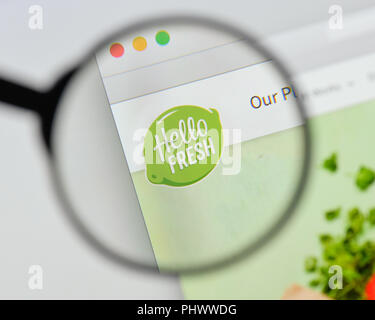 Milan, Italy - August 20, 2018: HelloFresh website homepage. HelloFresh logo visible. Stock Photo