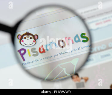 Milan, Italy - August 20, 2018: Pisamonas website homepage. Pisamonas logo visible. Stock Photo