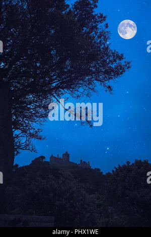 St Michaels Mount castle at night Stock Photo