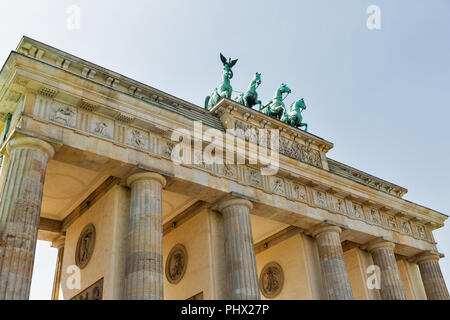 Branderburg Gate against clear blue sky in Berlin, Germany. Stock Photo