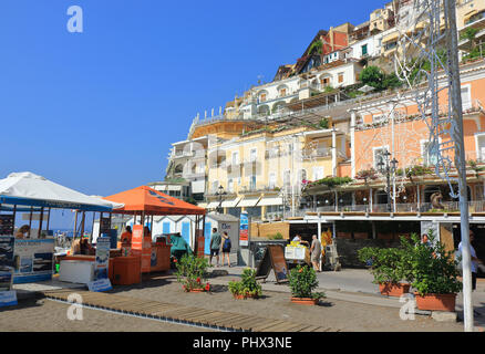 Seafront in Positano on the Amalfi coast Stock Photo