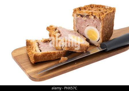 Gala ham and egg pie - white background Stock Photo