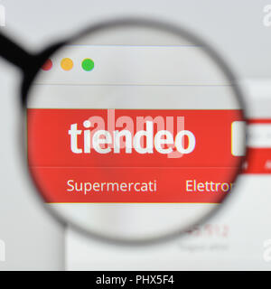 Milan, Italy - August 20, 2018: Tiendeo Web Marketing website homepage. Tiendeo Web Marketing logo visible. Stock Photo