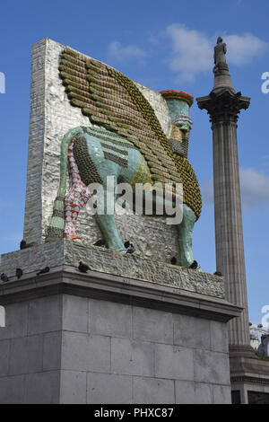 'The Invisible Enemy Should Not Exist'.Sculpture on the fourth plinth by Michael Rakowitz,Trafalgar Square,London.UK Stock Photo