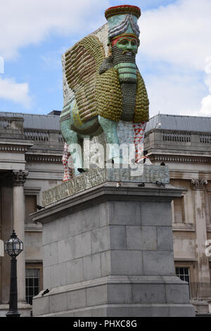 'The Invisible Enemy Should Not Exist'. Sculpture on the fourth plinth by Michael Rakowitz, Trafalgar Square ,London. UK Stock Photo