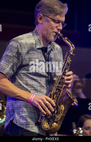 Chicago, Illinois, USA. 1st Sep, 2018. The 40th Chicago Annual Jazz Festival is taking place from August 24 - September 2 at venues across Chicago. The main event occurs in Millennium Park on multiple stages. Ramsey Lewis, legendary pianist and composer highlighted Saturday evening's performances. Pictured: Dave Pietro Credit: Karen I. Hirsch/ZUMA Wire/Alamy Live News Stock Photo