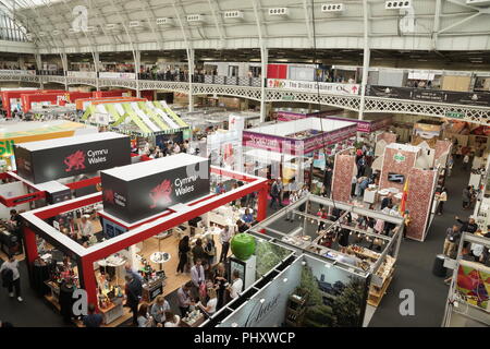 London, UK. 03 September 2018. London, England. Speciality and Fine Food Fair 2018 returns to Olympia, west London, to showcase food and drink from all over the world. From gin and lemonade to Spanish jamon serrano, a wealth of delicacies on display. © Peter Hogan/Alamy Live News Stock Photo