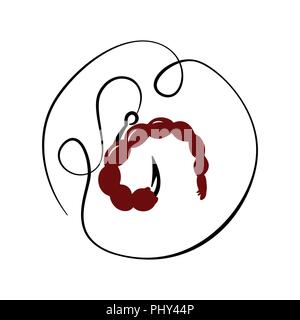 Bait the moths. Fishhook. Vector illustration. Flat logo Fishing tackle. Stock Vector