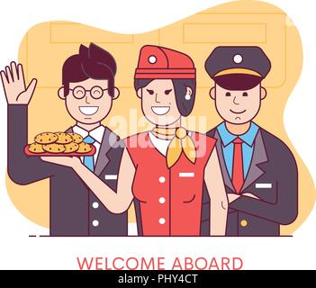 Welcome Aboard Concept with Air Crew Stock Vector