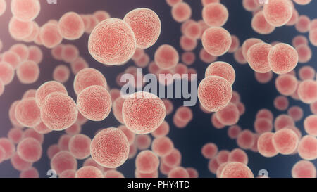 Microscopic view of cancer cells. Stock Photo