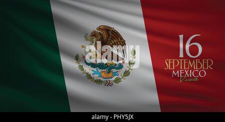 Mexican national holiday, Viva Mexico is celebrated on September 16. Stock Vector