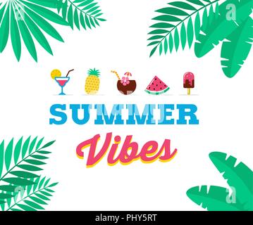 Summer vibes, sale and promotion template of poster, banner, flyer Stock Vector