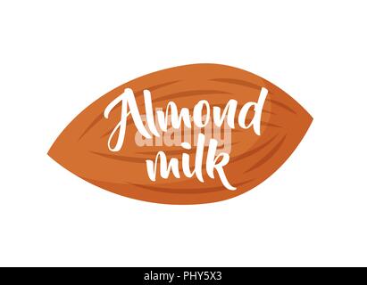 Almond milk illustration, design elements, icon Stock Vector