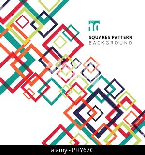 Abstract squares border colorful random composition on white background. Vector illustration Stock Vector
