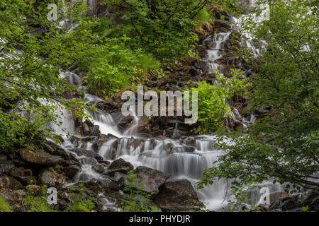 Hidden Waterfall, Duisitzkarsee, Obertal, Schladminger Tauern, Schladming, Styria, Austria Stock Photo