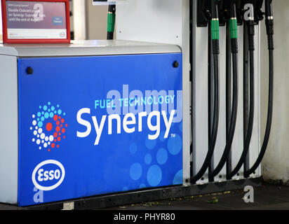 UK Service area Esso Fuel Pumps with 4 choices of fuel.