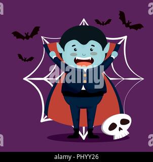 boy dressed up as a count dracula Stock Vector