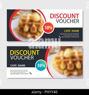 Discount voucher dessert waffle in template design. Stock Vector