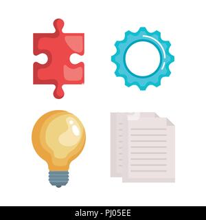 business teamwork set icons Stock Vector