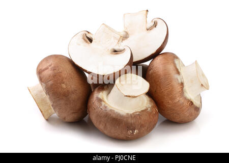 Royal Brown champignon with half isolated on white background Stock Photo