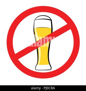 No alcohol sign prohibiting alcohol red forbidden symbol vector isolated illustration Stock Vector