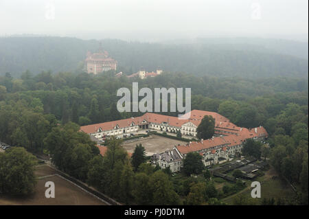 Walbrzych, poland, castle Ksiaz, zamek Ksiaz, Ksiaz, Polska, Poland, dolny slask, lower silesia, aero, air, season, landscape, historical Stock Photo