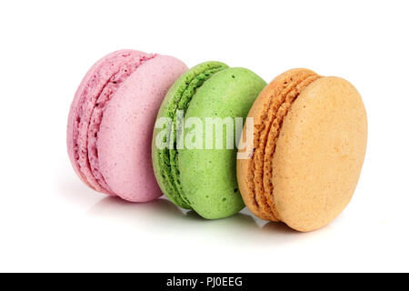 colorful macaroons isolated on white background closeup Stock Photo