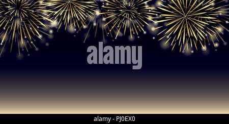 golden party firework in the night sky vector illustration EPS10 Stock Vector