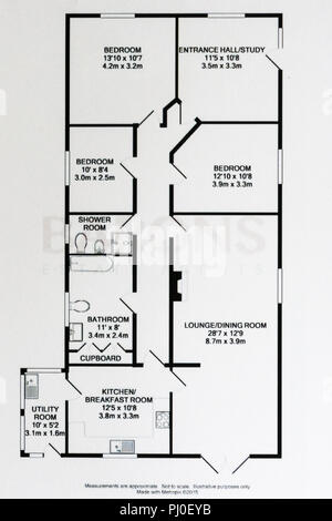 Floor plan on estate agent property details Stock Photo