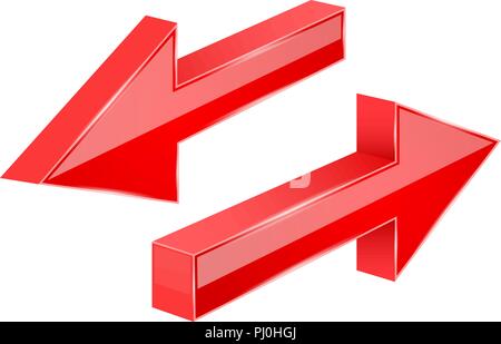 Back and Next red arrows. 3d shiny signs Stock Vector